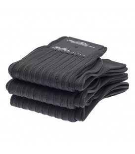 chaussettes fil d'Ecosse avec cotes gris anthracite