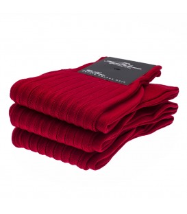 Chaussettes Fil d'Ecosse avec cotes rouge